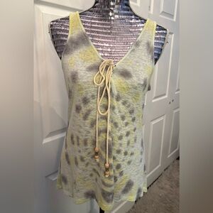 Vintage Havana Green, Gray and Yellow Tie-Dye Tank Top